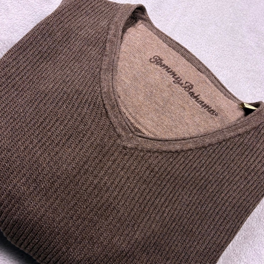 Tommy Bahama Men's Cotton V-Neck Knit Sweater XL Casual Pullover Ribbed Layering